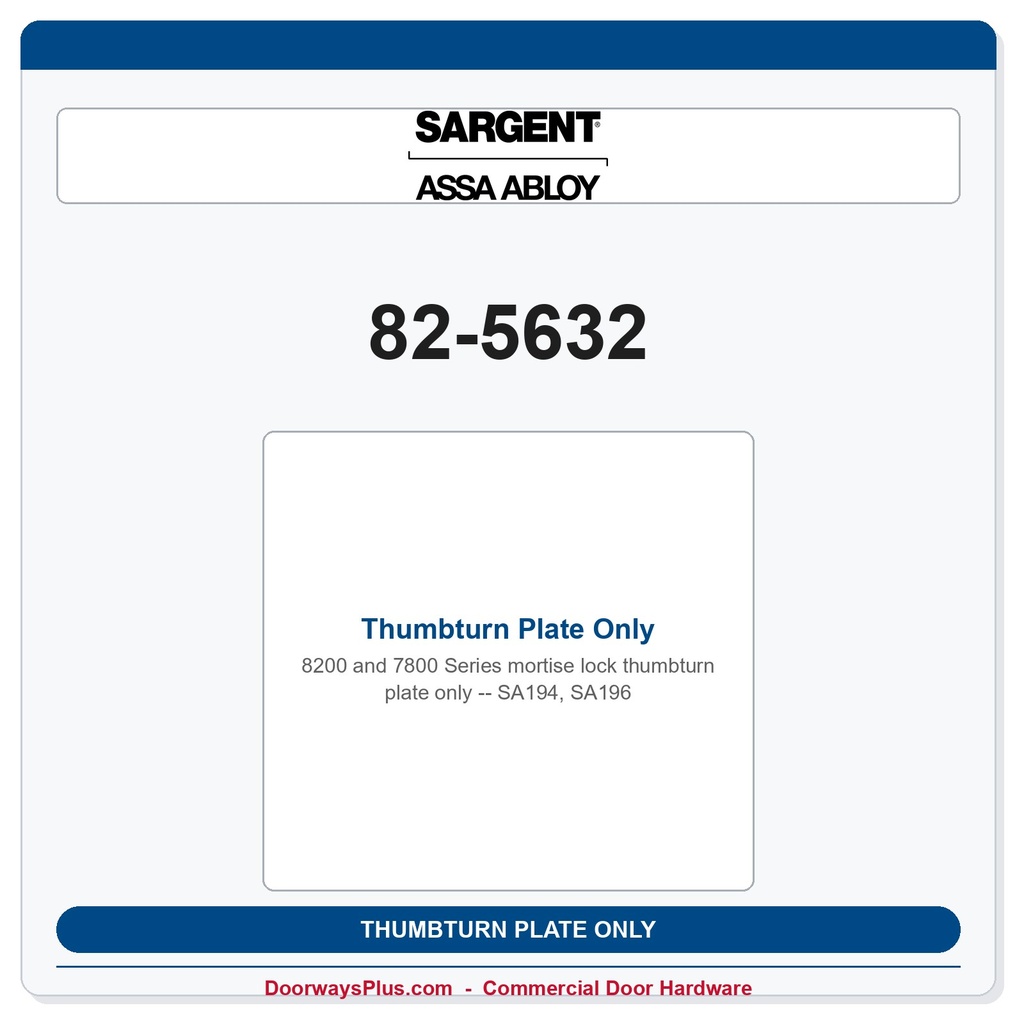 Sargent 82-5632 Thumbturn Plate Only - SA194, SA196