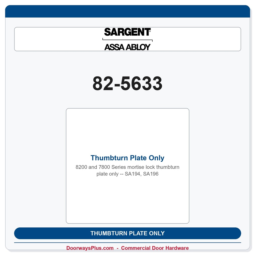 Sargent 82-5633 Thumbturn Plate Only - SA194, SA196