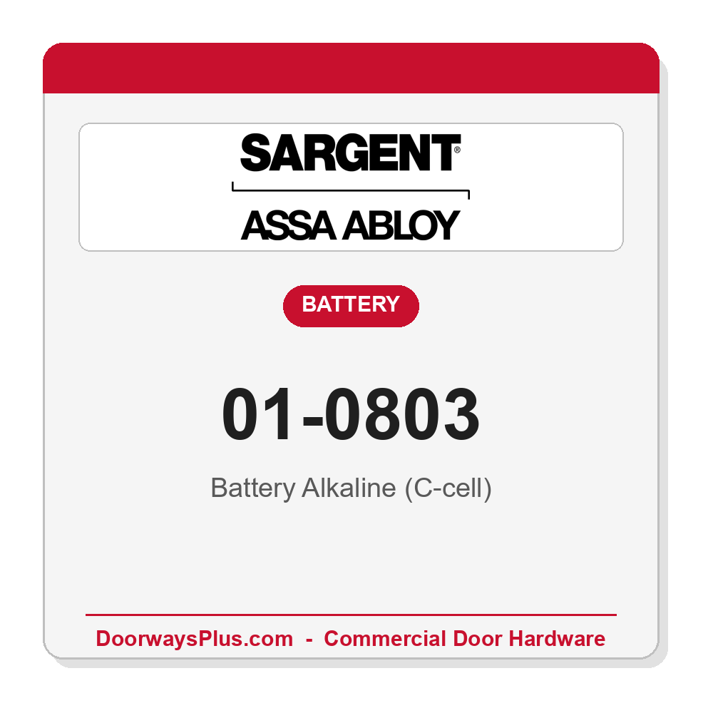 Sargent 01-0803 Alkaline C-Cell Battery for KP Series Keypad Locks