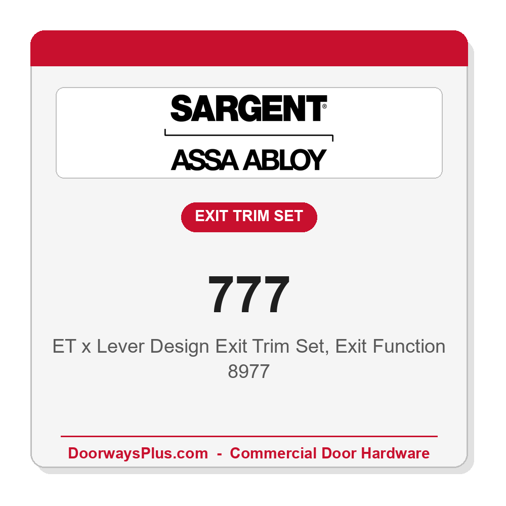 Sargent 777 ET x Lever Design Exit Trim Set, Exit Function 8977