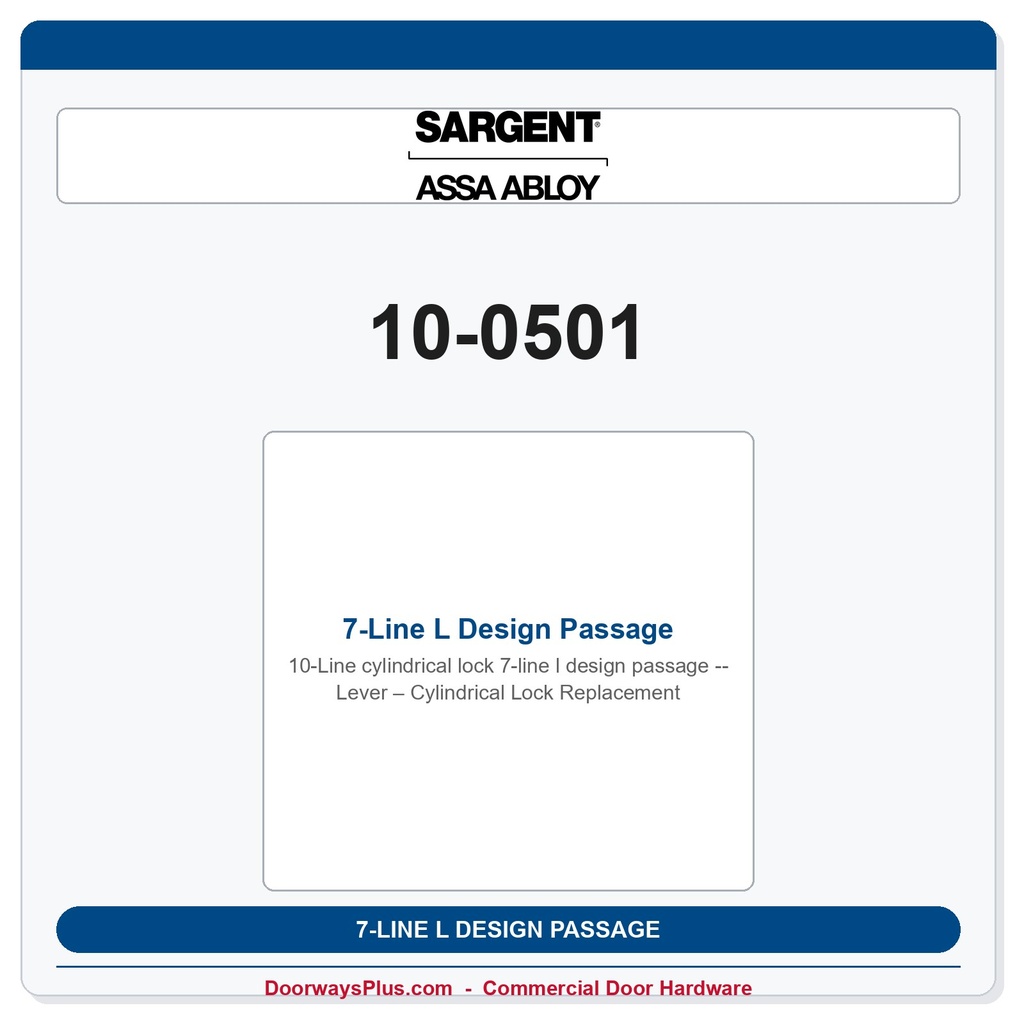 Sargent 10-0501 7-Line L Design Passage Lever – Cylindrical Lock Replacement
