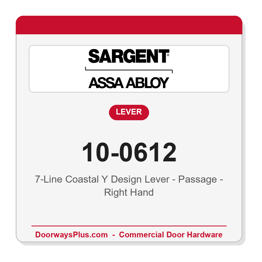 Sargent 10-0612 Coastal Y Lever – Passage, Right Hand | 7-Line Cylindrical