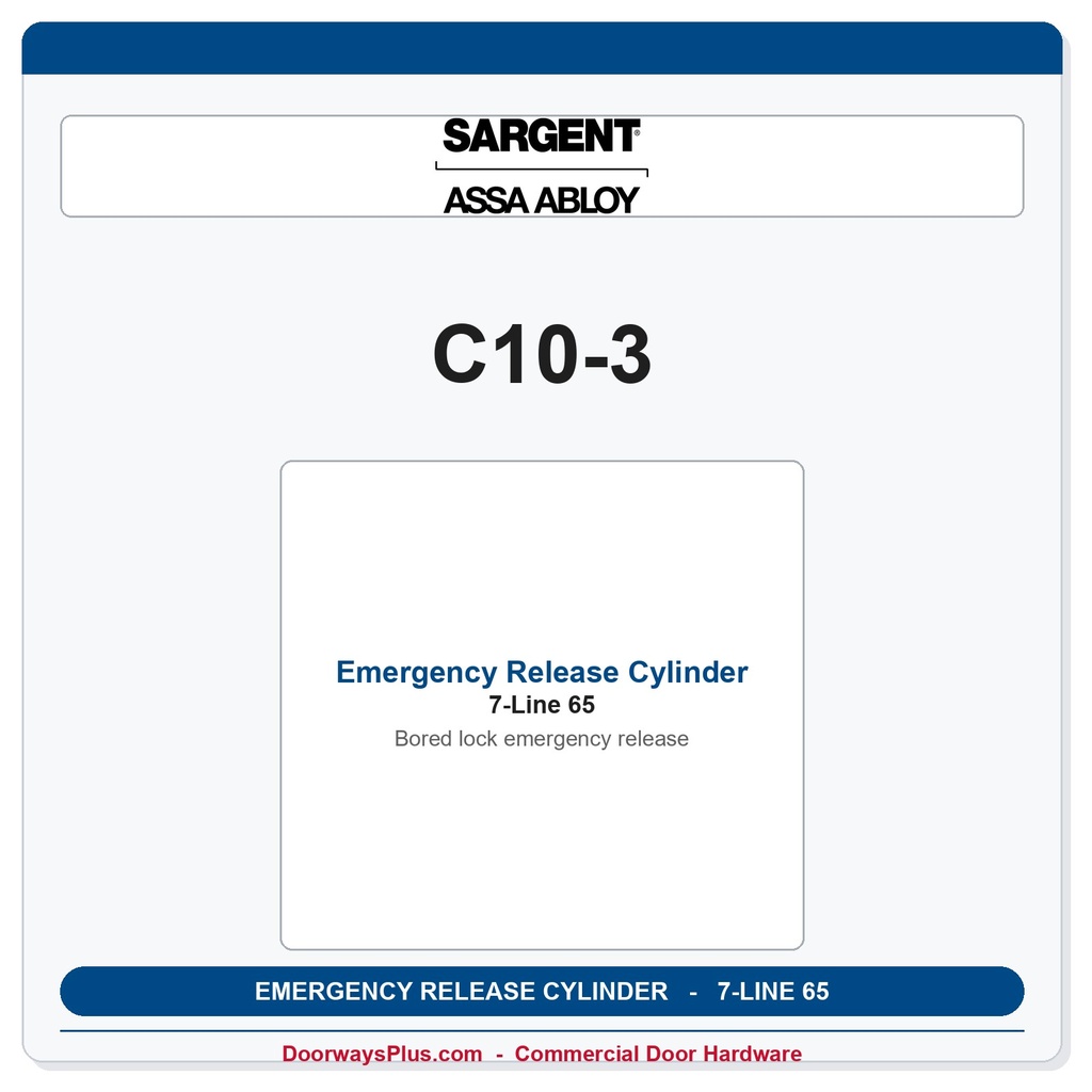 Sargent C10-3 Emergency Release Cylinder – 7-Line Bored Lock (65 Function)
