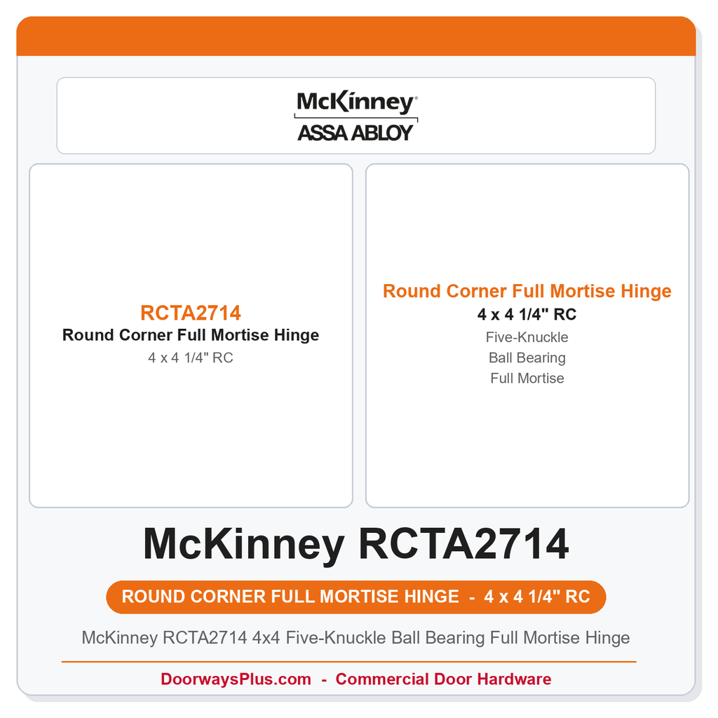 McKinney RCTA2714 4x4 Five-Knuckle Ball Bearing Full Mortise Hinge | Round Corner