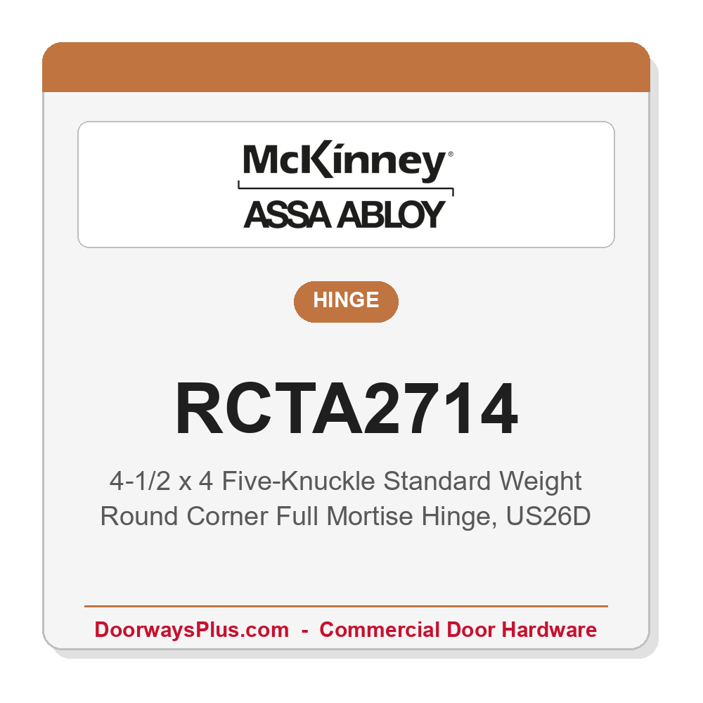 McKinney RCTA2714 4-1/2x4 Five-Knuckle Ball Bearing Full Mortise Butt Hinge | 1/4" Round Corner