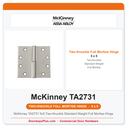 McKinney TA2731 5x5 Two-Knuckle Standard Weight Full Mortise Hinge
