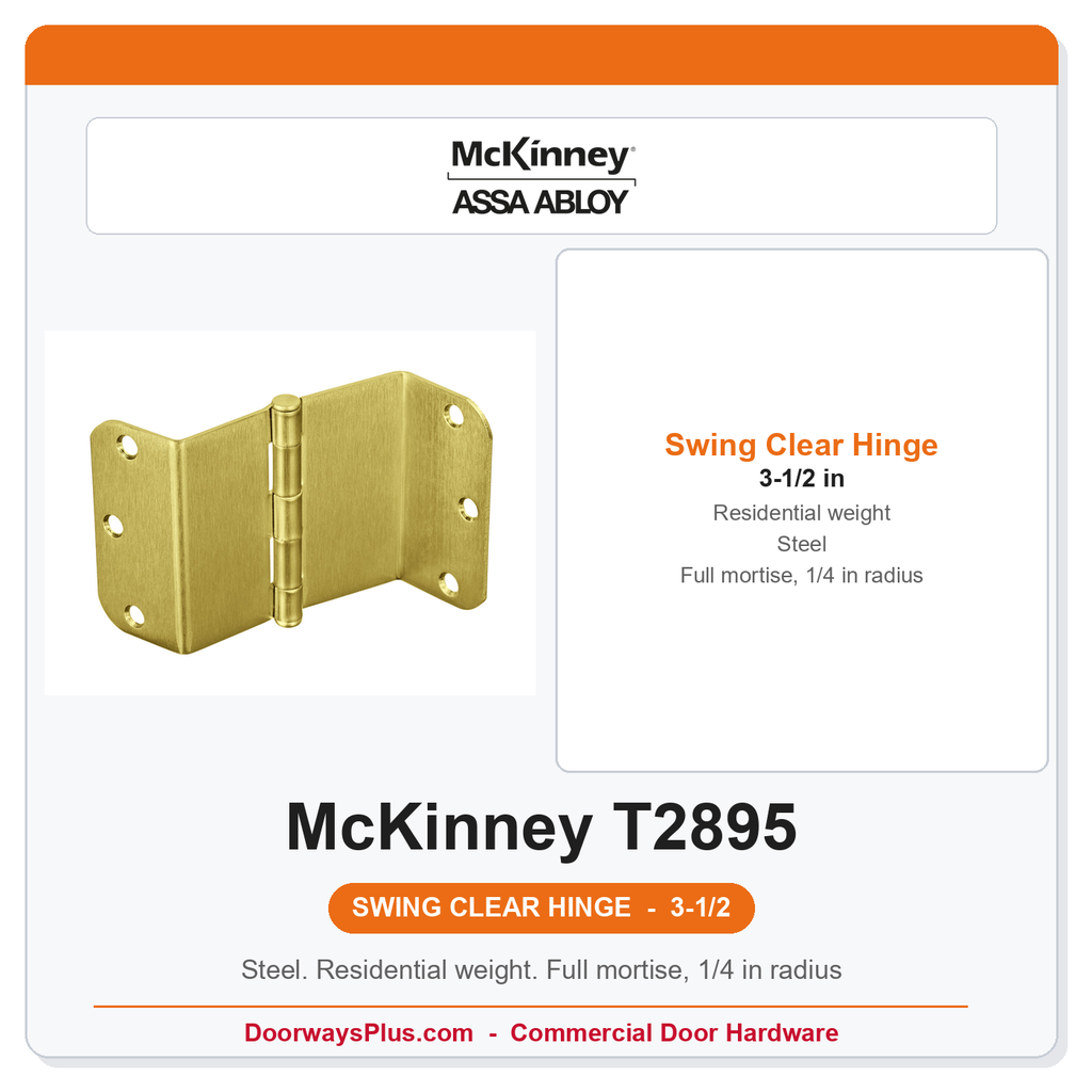 McKinney T2895 3-1/2 Residential Swing Clear Hinge | 1/4" Round Corner
