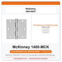 McKinney 1400-MCK 3-1/2x3-1/2 Five-Knuckle Full Mortise Plain Bearing Butt Hinge