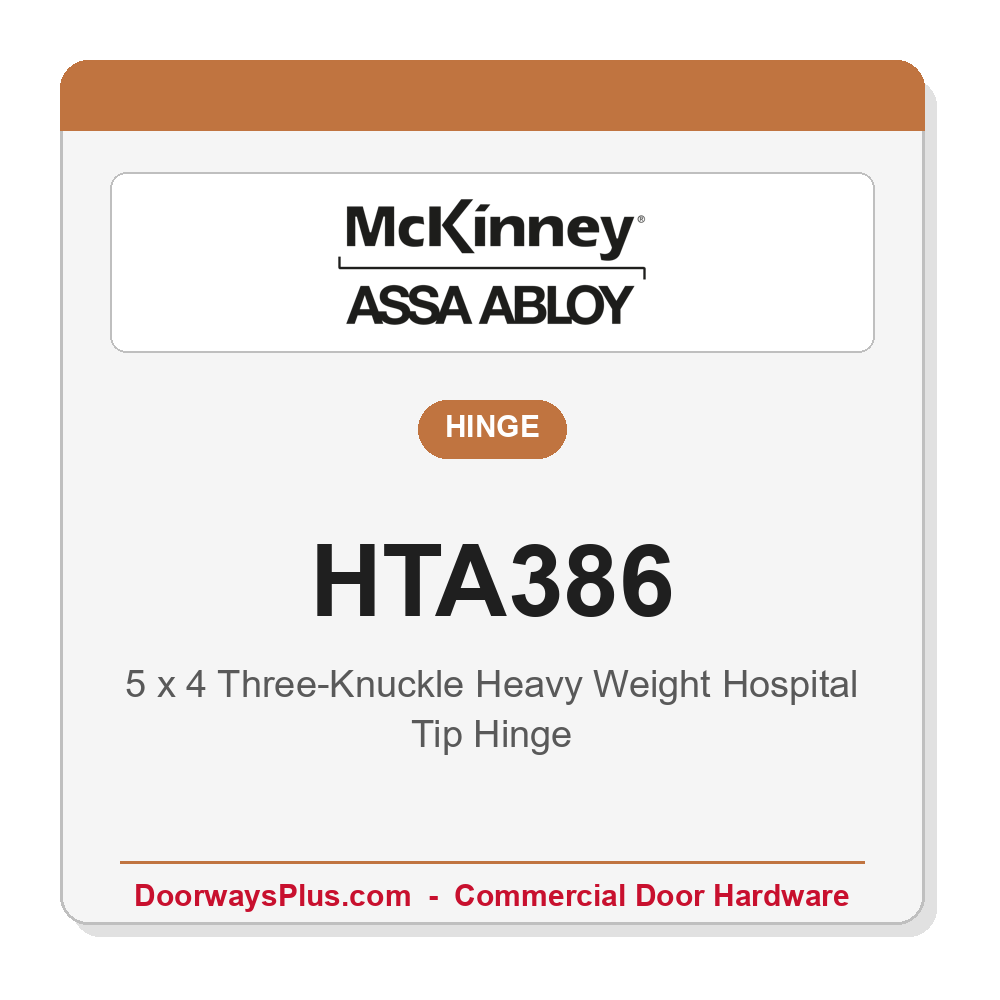 McKinney HTA386 5x4 Heavy Weight Stainless Steel Hospital Tip Full Mortise Hinge | Ligature-Resistant Institutional