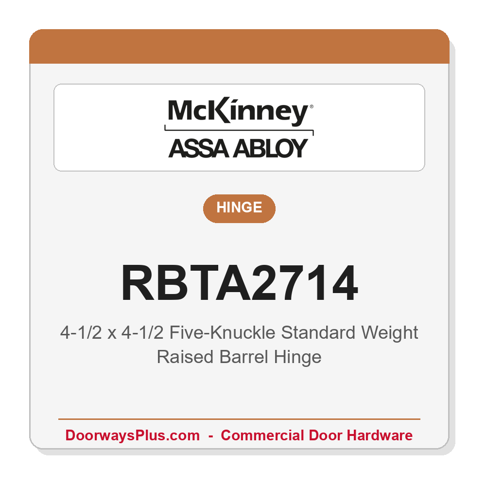 McKinney RBTA2714 4-1/2x4-1/2 Five-Knuckle Raised Barrel Full Mortise Hinge