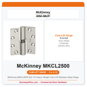 McKinney MKCL2500 5x4-1/2 Heavy Weight Cam-Lift Stainless Steel Hinge | Full Mortise