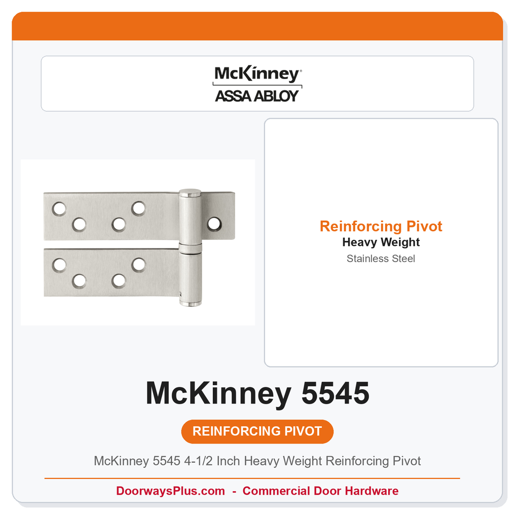McKinney 5545 4-1/2 Inch Heavy Weight Reinforcing Pivot | Stainless Steel