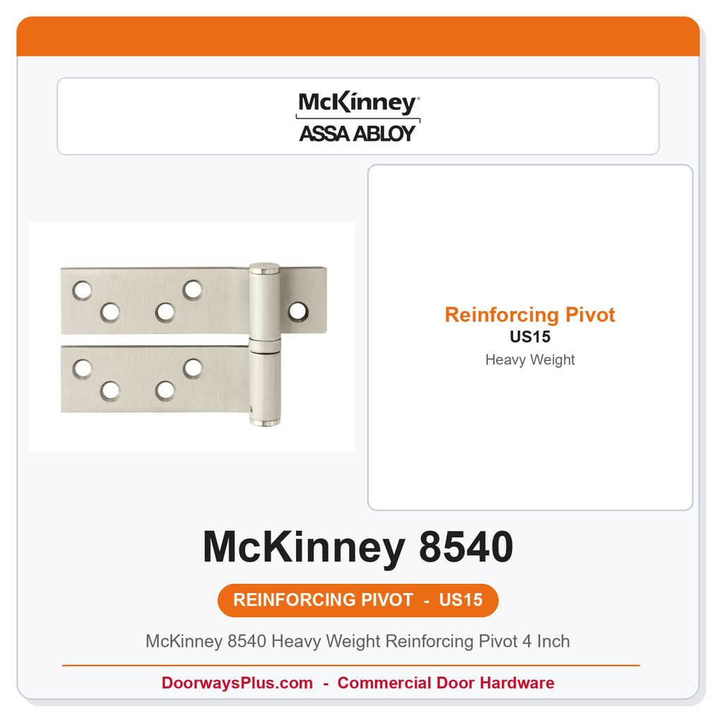McKinney 8540 Heavy Weight Reinforcing Pivot 4 Inch | US15 Satin Nickel