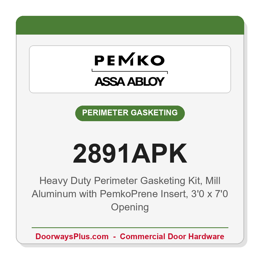 Pemko 2891APK Heavy Duty Perimeter Gasketing Kit — Mill Aluminum, PemkoPrene Insert, 3'0 x 7'0