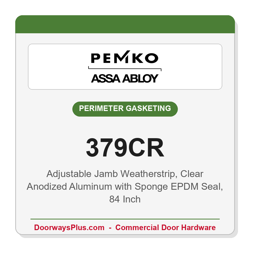 Pemko 379CR Adjustable Jamb Weatherstrip, Clear Anodized Aluminum, Sponge EPDM Seal, 84 In.