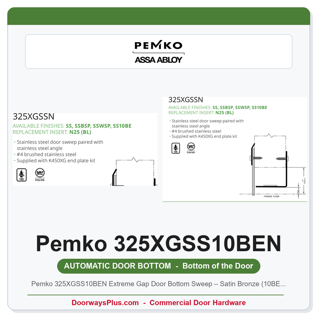Pemko 325XGSS10BEN Extreme Gap Door Bottom Sweep – Satin Bronze (10BE), Neoprene