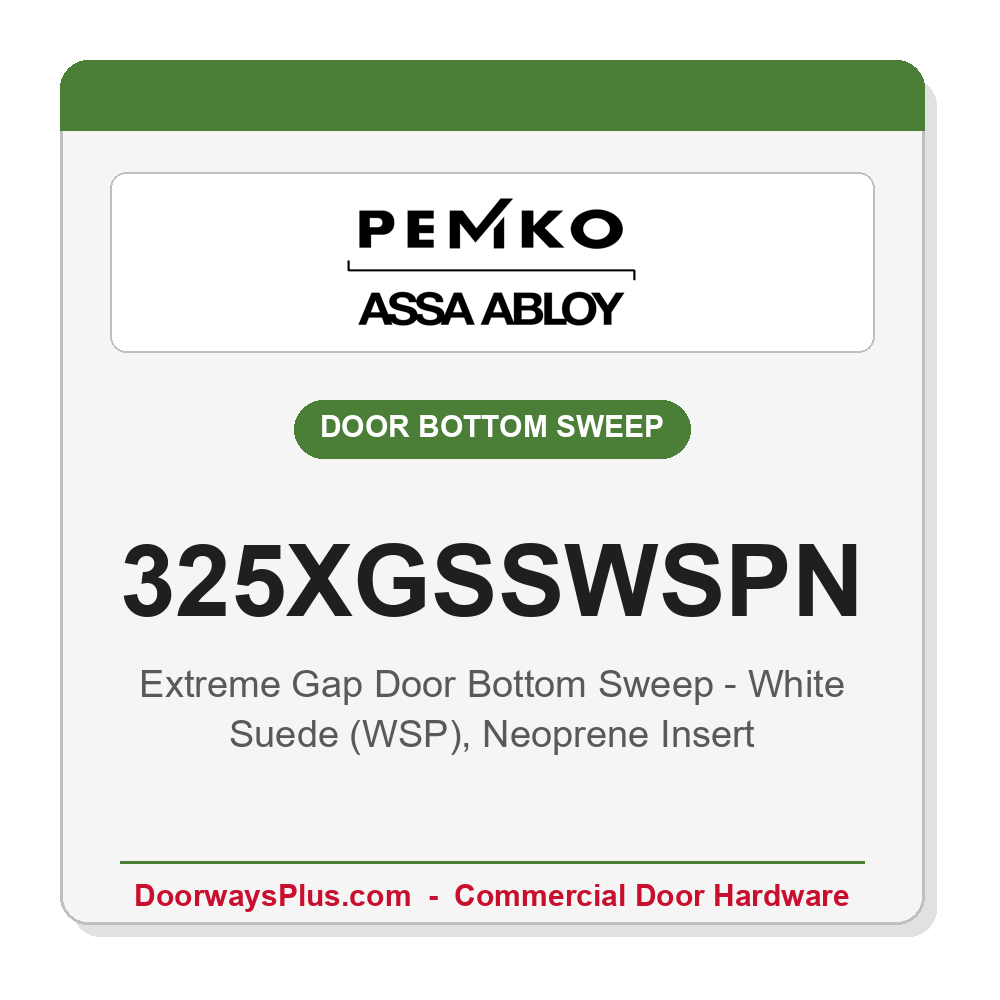Pemko 325XGSSWSPN Extreme Gap Fire Door Bottom Sweep – White Suede Neoprene
