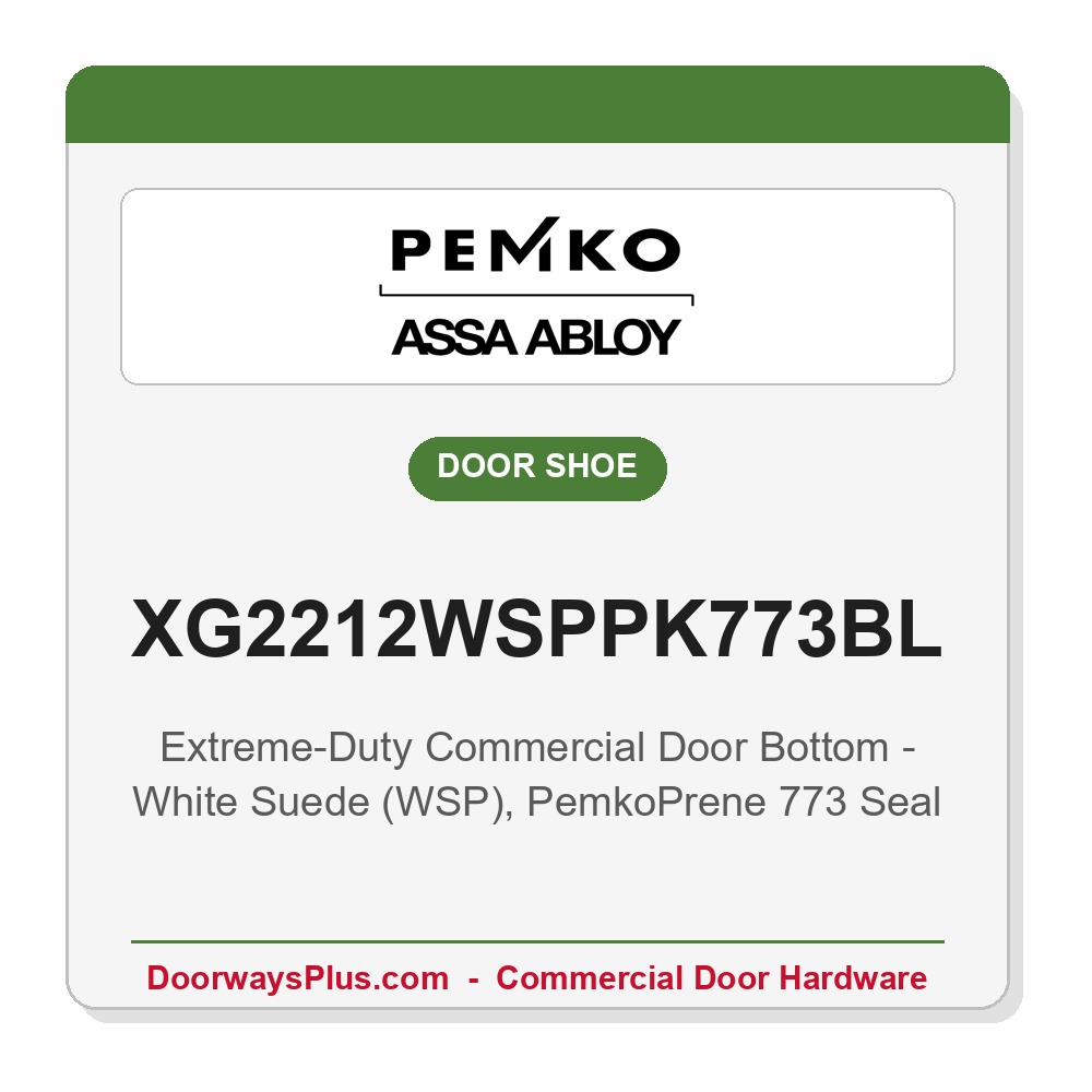 Pemko XG2212WSPPK773BL Extreme-Duty Excessive-Gap Fire Door Shoe – White Suede, PemkoPrene 773 Seal