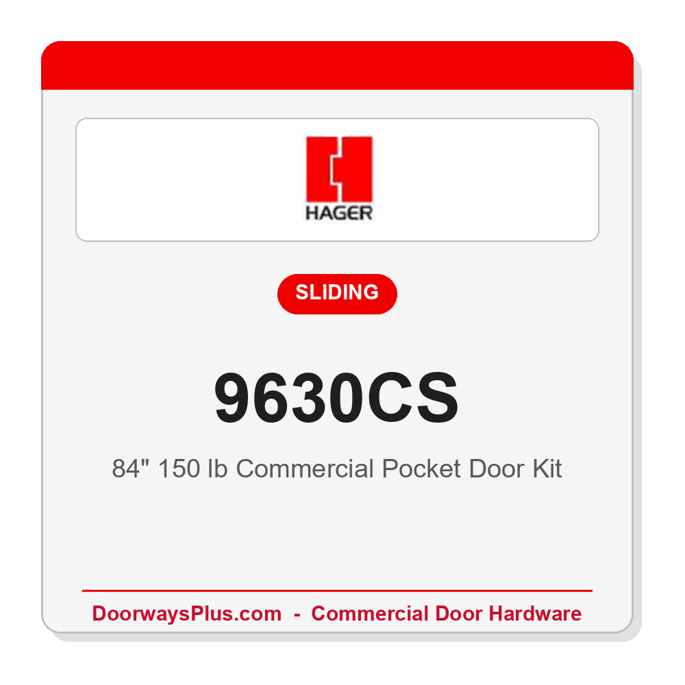 Hager 9630CS Commercial Pocket Door Kit – 84" Track for 3'0" Door
