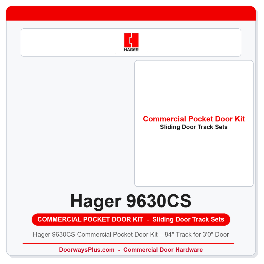 Hager 9630CS Commercial Pocket Door Kit – 84" Track for 3'0" Door