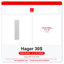 Hager 30S Push Plate | 4" x 16" Square Corner | US19, US28, US32D