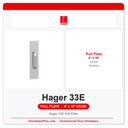 Hager 33E Pull Plate | 4" x 16" | US19 Flat Black & US32D Satin Stainless | ANSI A156.6