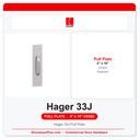 Hager 33J Pull Plate | 4" x 16" | 10" CTC | US32D Satin Stainless Steel