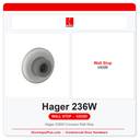 Hager 236W Concave Wall Stop | US32D Satin Stainless Steel ANSI A156.16