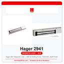 Hager 2941 Magnetic Lock — 600 lb Holding Force, 12/24VDC, ALM Finish