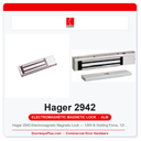 Hager 2942 Electromagnetic Magnetic Lock — 1200 lb Holding Force, 12/24VDC, ALM Finish