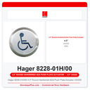 Hager 8228-01H/00 4.5" Round Hardwired ADA Push Plate Actuator US32D