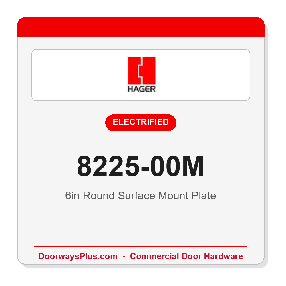 Hager 8225-00M 6" Round Surface Mount Plate — 32D Satin Stainless