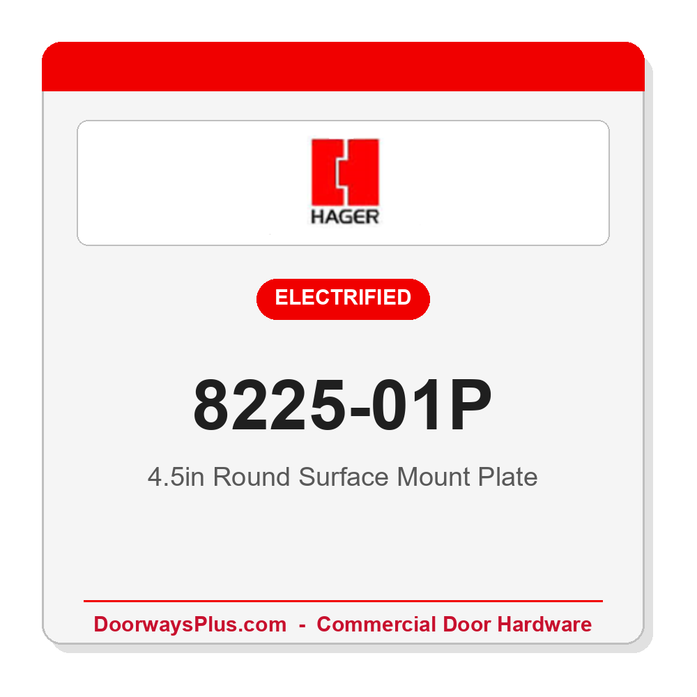 Hager 8225-01P 4.5" Round Surface Mount Plate, Black — For 8228 & 8229 Actuators