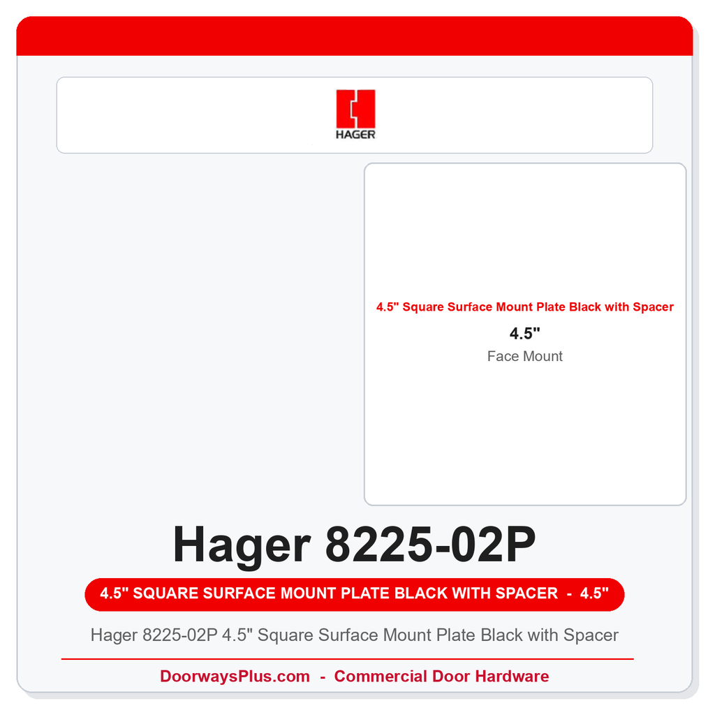 Hager 8225-02P 4.5" Square Surface Mount Plate Black with Spacer