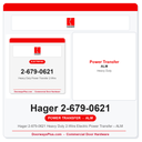 Hager 2-679-0621 Heavy Duty 2-Wire Electric Power Transfer – ALM