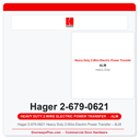 Hager 2-679-0621 Heavy Duty 2-Wire Electric Power Transfer – ALM