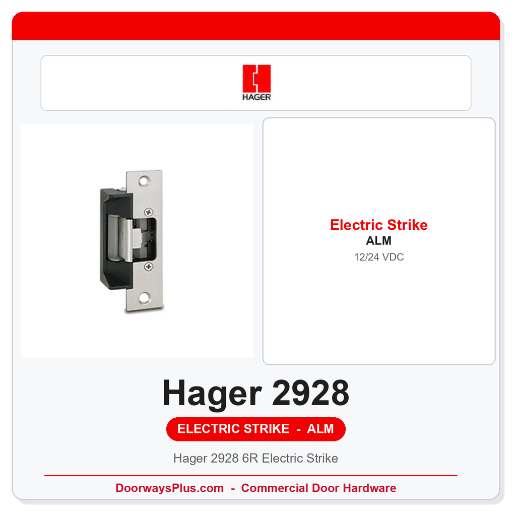Hager 2928 6R Electric Strike 1/2"-3/4" Latch 12/24V ALM