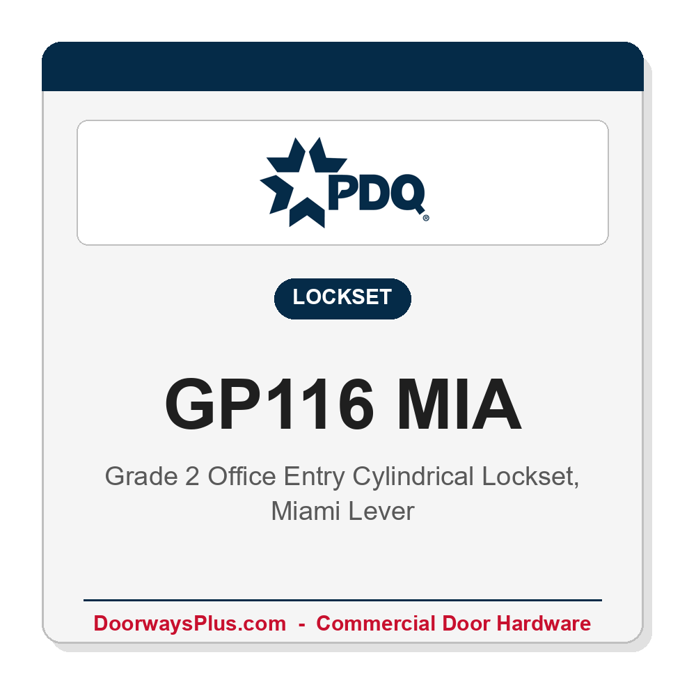 PDQ GP116 MIA Series 4000 Office Lever Lockset – Grade 2 | ANSI F109 | UL Fire Rated