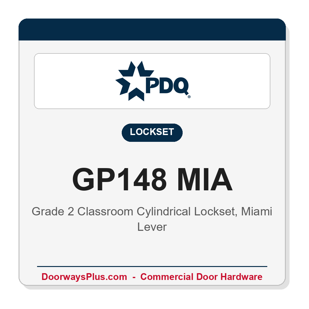 PDQ GP148 MIA Classroom Lockset – Grade 2, ANSI F84, UL Fire Rated