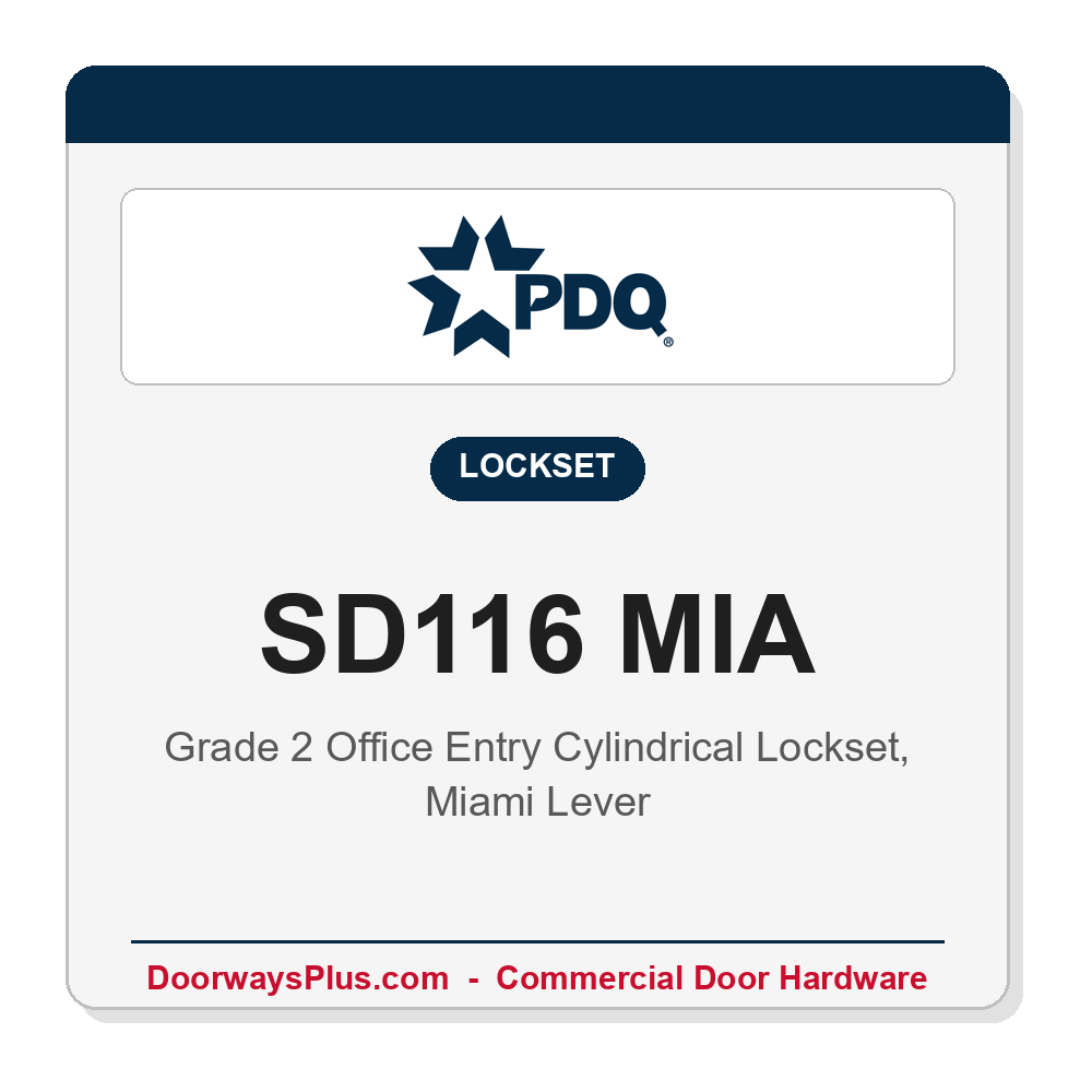 PDQ SD116 MIA Grade 2 Office Entry Cylindrical Lever Lockset | ANSI F109