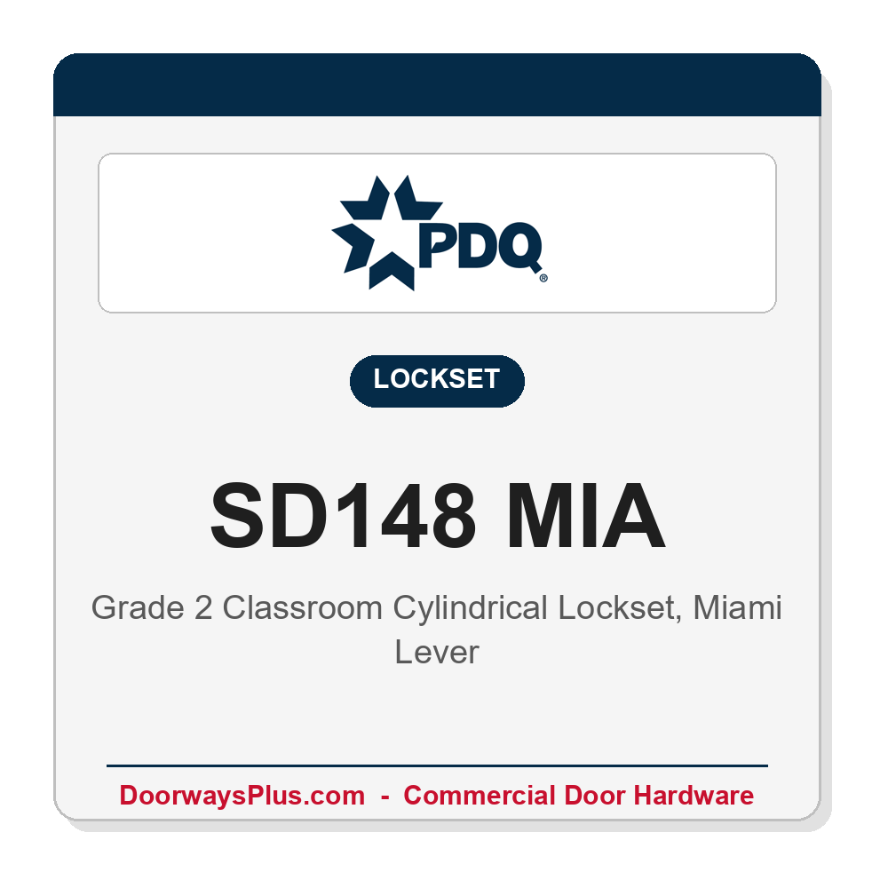 PDQ SD148 MIA Grade 2 Classroom Cylindrical Lockset – ANSI F84 | ADA Lever