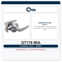 PDQ GT176 MIA Grade 1 Privacy Cylindrical Lockset | ANSI F76 | Series 4000 | UL 3-Hr Fire Rated