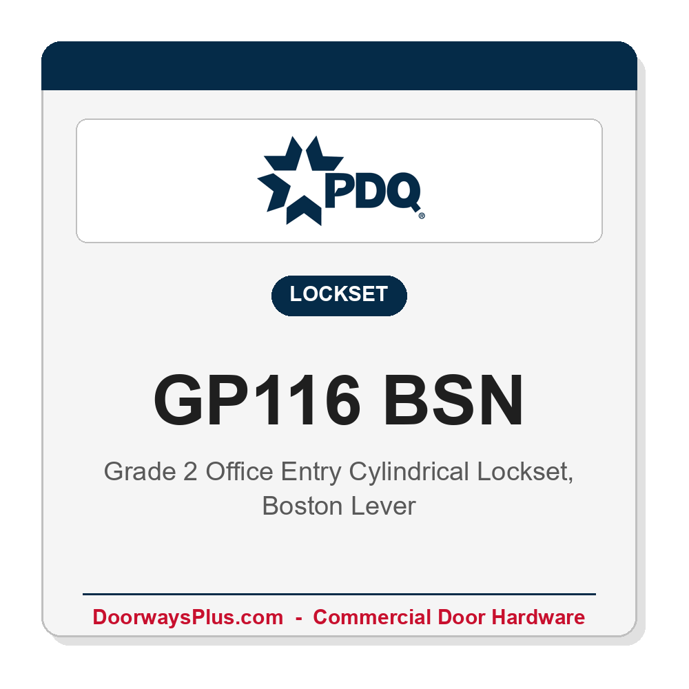 PDQ GP116 BSN Series 4000 Office Lever Lockset – Grade 2 | ANSI F109 | UL Fire Rated