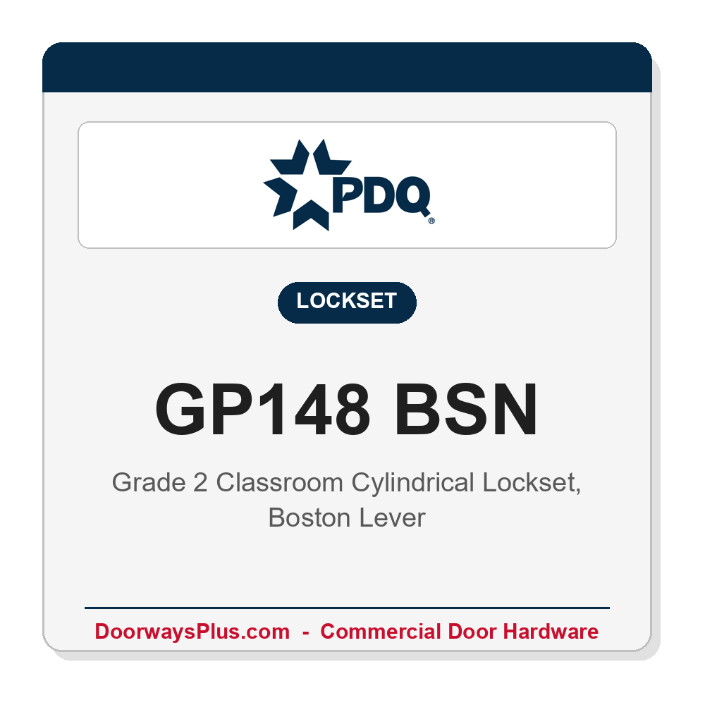 PDQ GP148 BSN Classroom Lockset – Grade 2, ANSI F84, UL Fire Rated