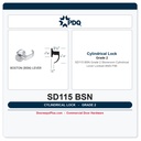 PDQ SD115 BSN Grade 2 Storeroom Cylindrical Lever Lockset | ANSI F86