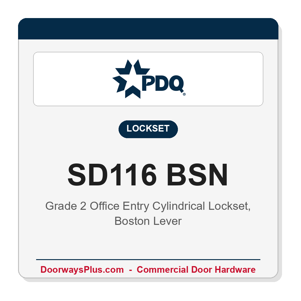 PDQ SD116 BSN Grade 2 Office Entry Cylindrical Lever Lockset | ANSI F109