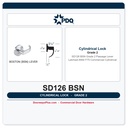 PDQ SD126 BSN Grade 2 Passage Lever Latchset | ANSI F75 Commercial Cylindrical