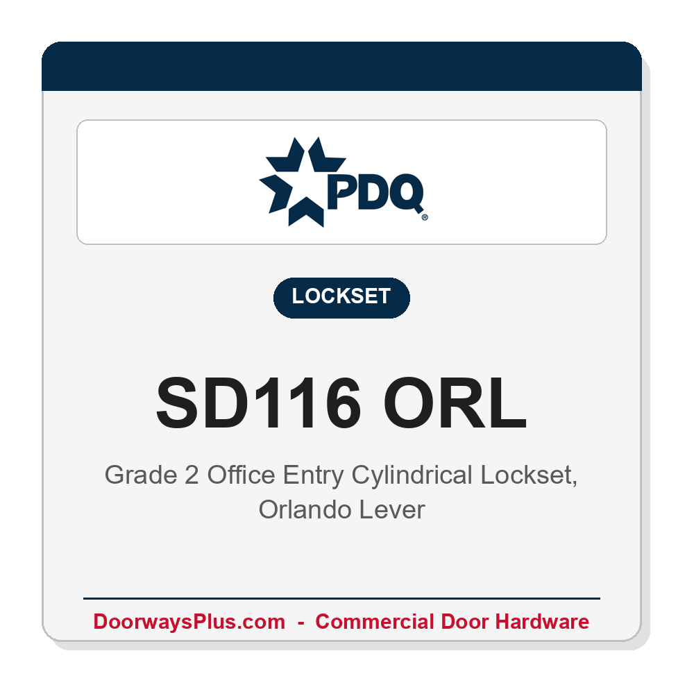 PDQ SD116 ORL Grade 2 Office Entry Cylindrical Lever Lockset | ANSI F109