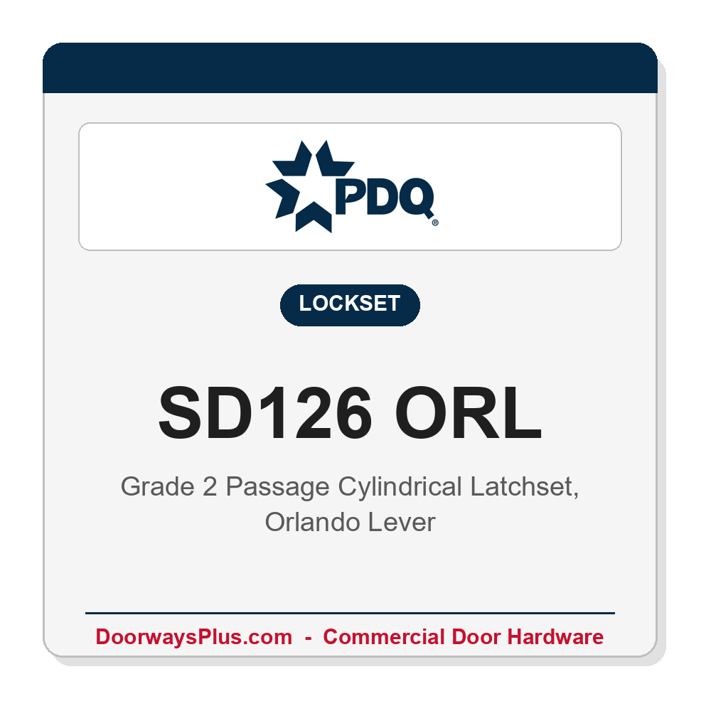 PDQ SD126 ORL Grade 2 Passage Lever Latchset | ANSI F75 Commercial Cylindrical