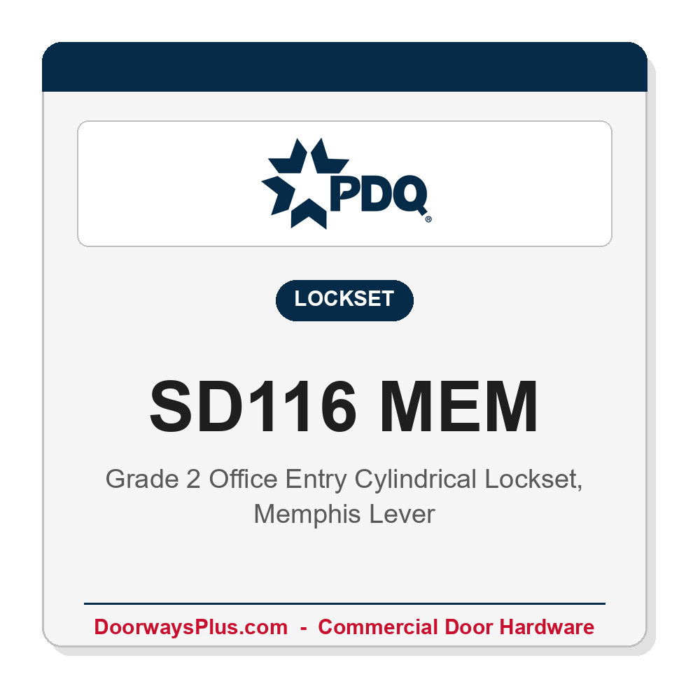 PDQ SD116 MEM Grade 2 Office Entry Cylindrical Lever Lockset | ANSI F109